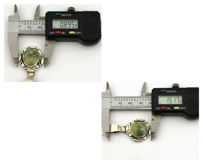 Navajo Necklace .925 Silver Damele Variscite Signed Sun C.1980's