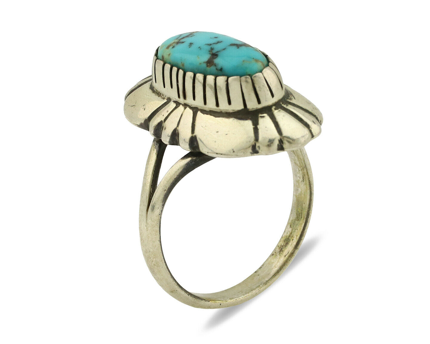 Navajo Ring .925 Silver Arizona Turquoise Signed M Montoya C.80's
