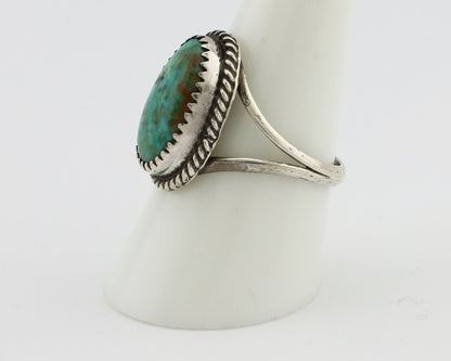 Navajo Handmade Ring 925 Silver Kingman Turquoise Artist Signed MC C.80's