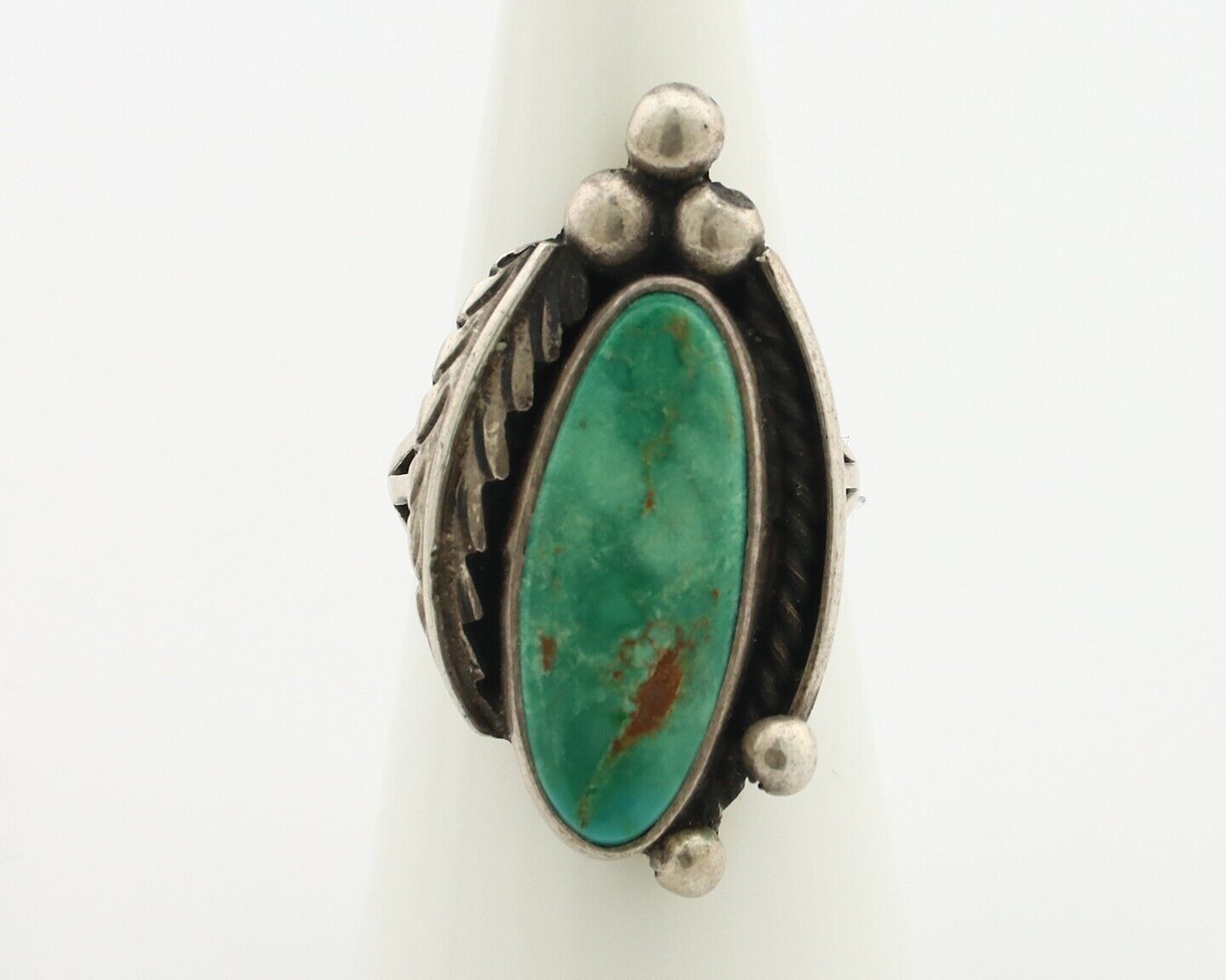 Navajo Ring .925 Silver Blue Gem Turquoise Artist Signed C.80's