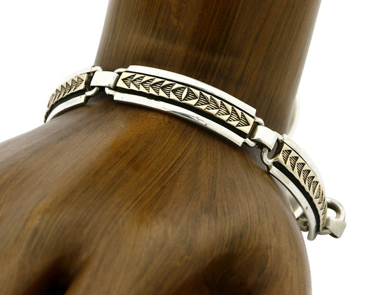Women's Navajo Bracelet 14k SOLID Gold & .925 Silver Artist MM Rogers