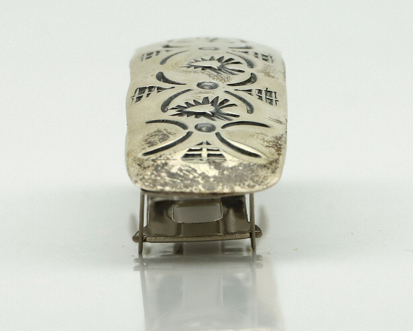Women's Navajo Hair Clip Barrette .925 Silver Hand Stamped Artist C Montoya C80s