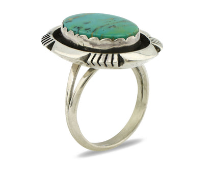 Navajo Ring .925 Silver Kingman Turquoise Artist Signed M Nez C80s