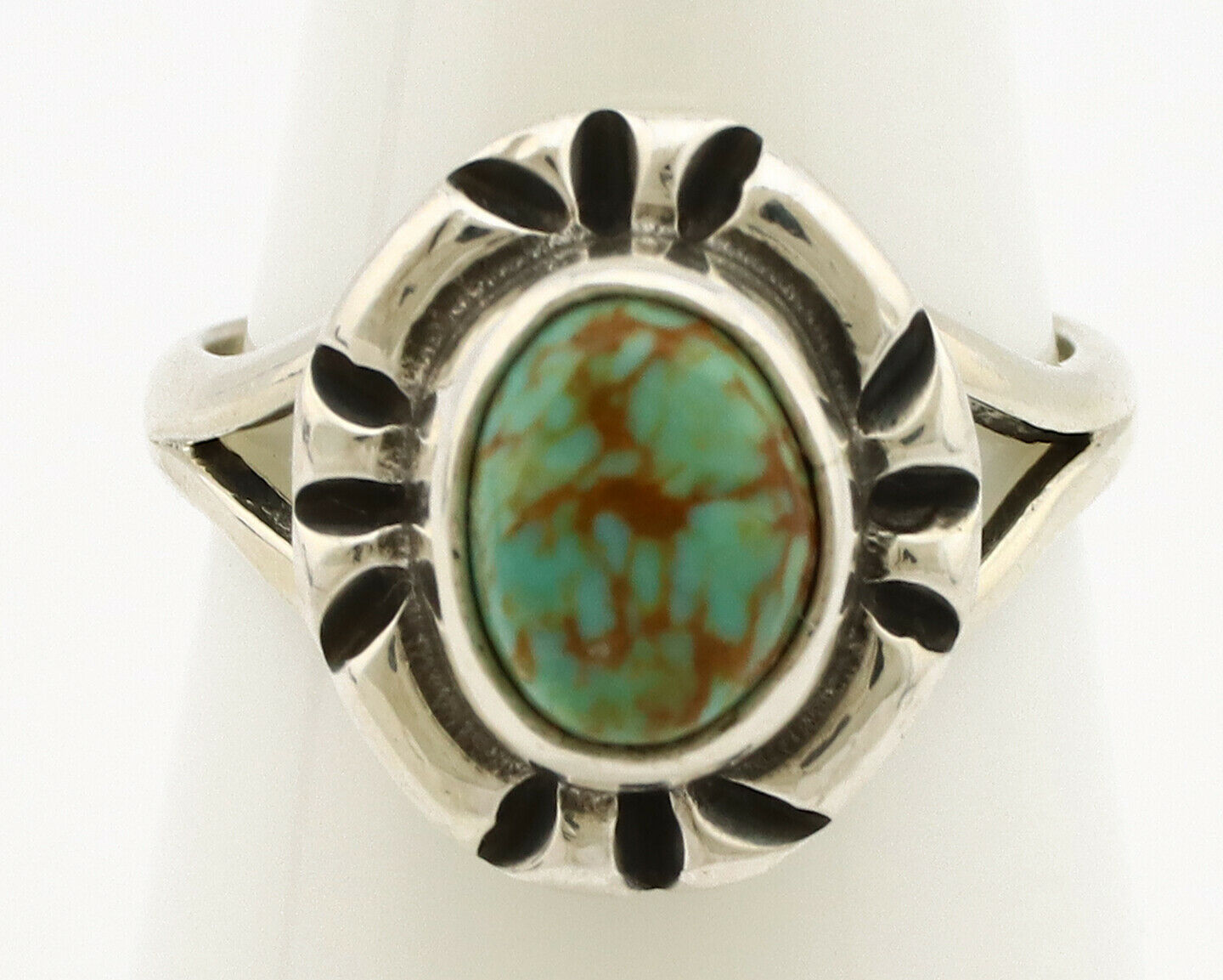 Navajo Ring .925 Silver Kingman Turquoise Artist Signed Gecko C.90's