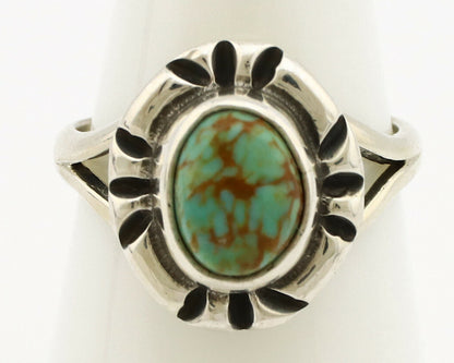 Navajo Ring .925 Silver Kingman Turquoise Artist Signed Gecko C.90's