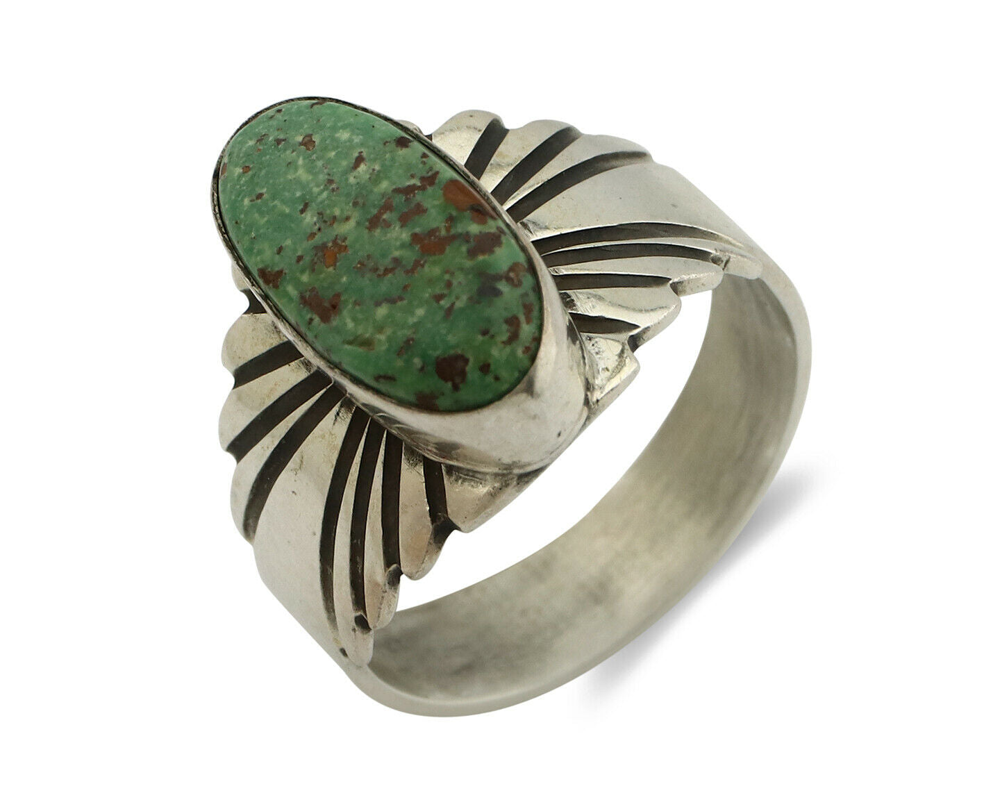 Navajo Ring .925 Silver Kingman Turquoise Artist Signed Apache C.80's