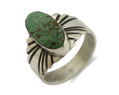 Navajo Ring .925 Silver Kingman Turquoise Artist Signed Apache C.80's