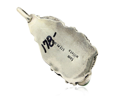 Navajo Pendant .925 Silver Kingman Turquoise Signed Artist Tom Willeto C.80's