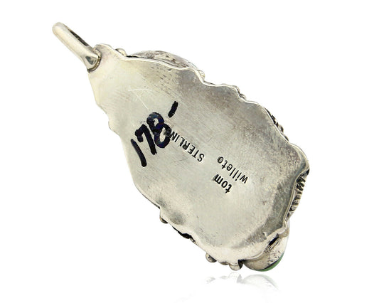 Navajo Pendant .925 Silver Kingman Turquoise Signed Artist Tom Willeto C.80's