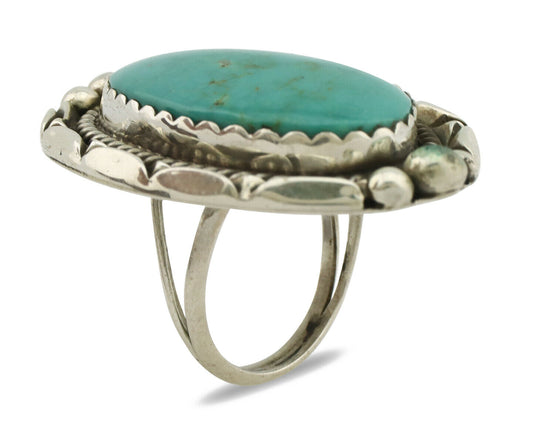 Navajo Ring .925 Silver Royston Turquoise Native American Artist C.80's