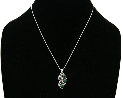 Women's Navajo Pendant .925 Silver Malachite Handmade Signed Begay