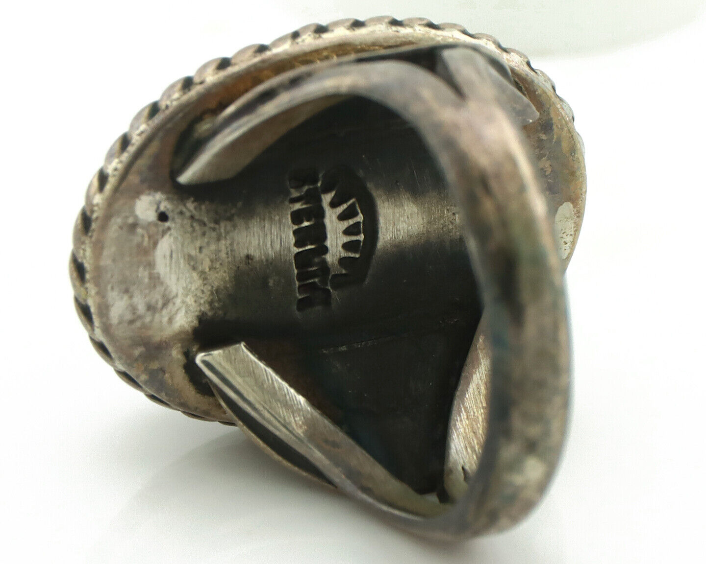 Navajo Ring 925 Silver Turq Mtn Turquoise Native American Signed C.80's