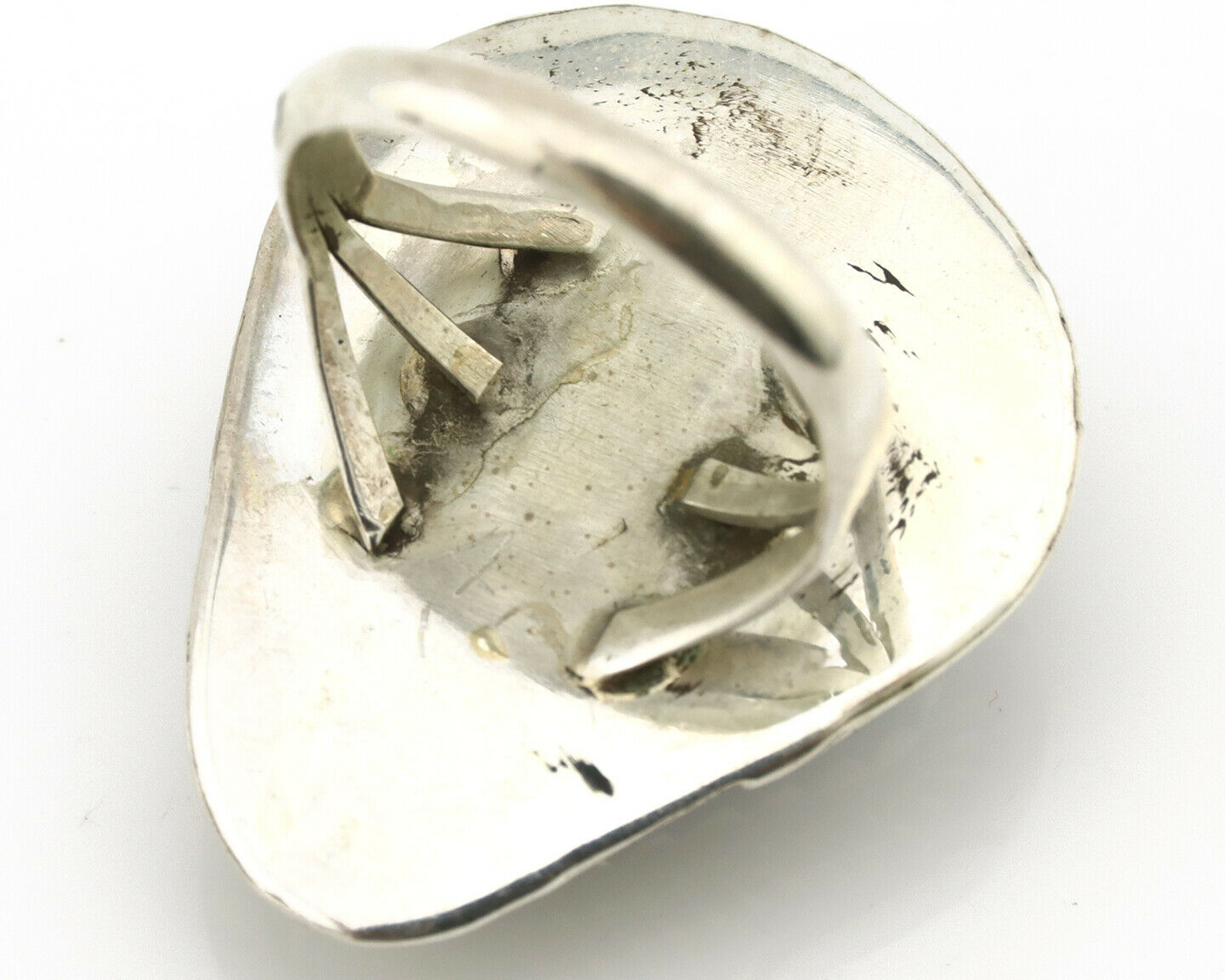 Navajo Ring .925 Silver Turquoise Mountain Artist Signed AC C.80's