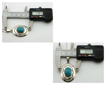 Navajo Necklace 925 Silver Blue Turquoise Hand Stamped Native Artist C.80's