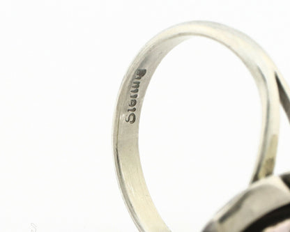 Navajo Ring .925 Silver Kingman Turquoise Handmade Native American Artist C.80's