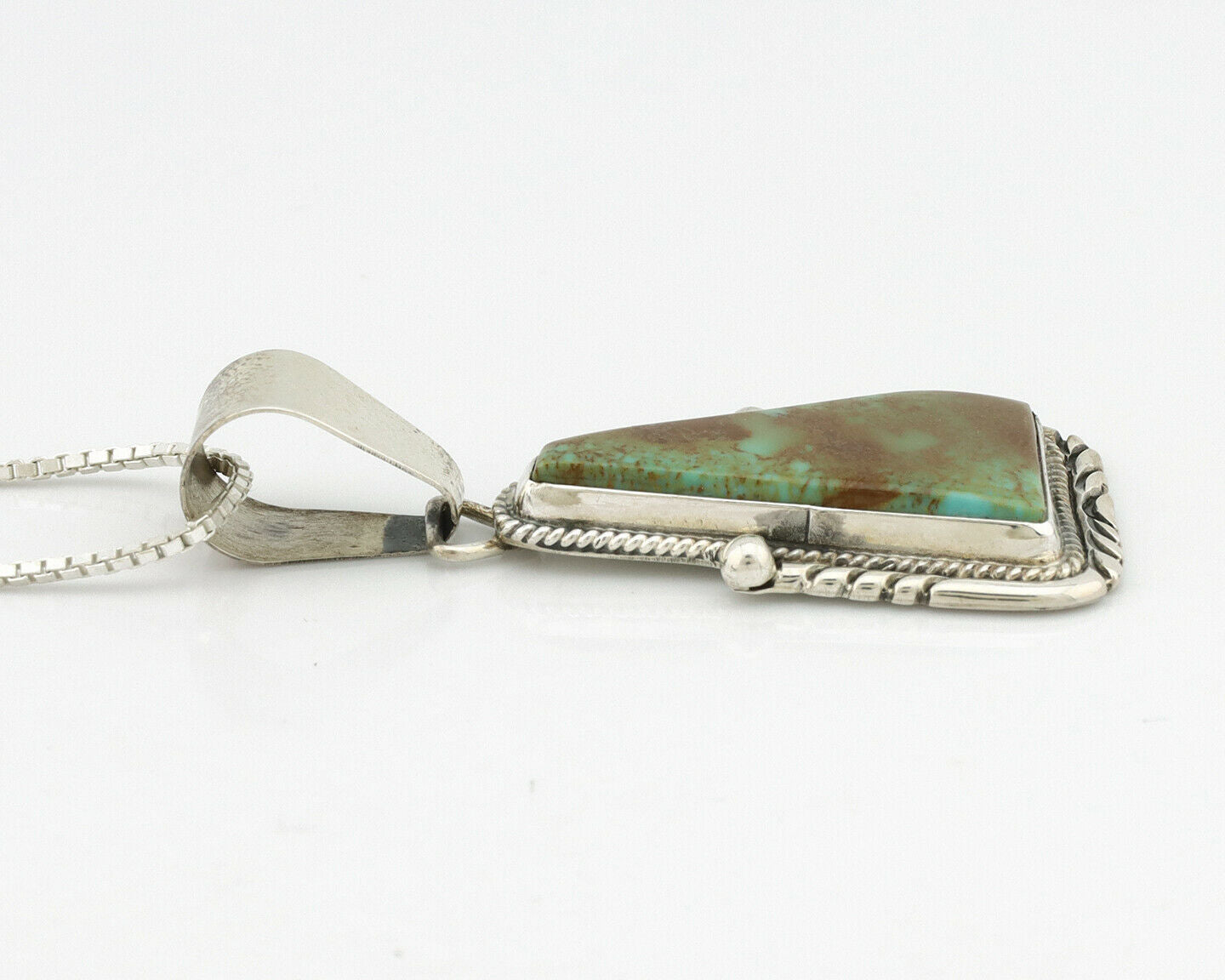 Navajo Pendant .925 Silver Royston Turquoise Artist Signed BKF C.80's