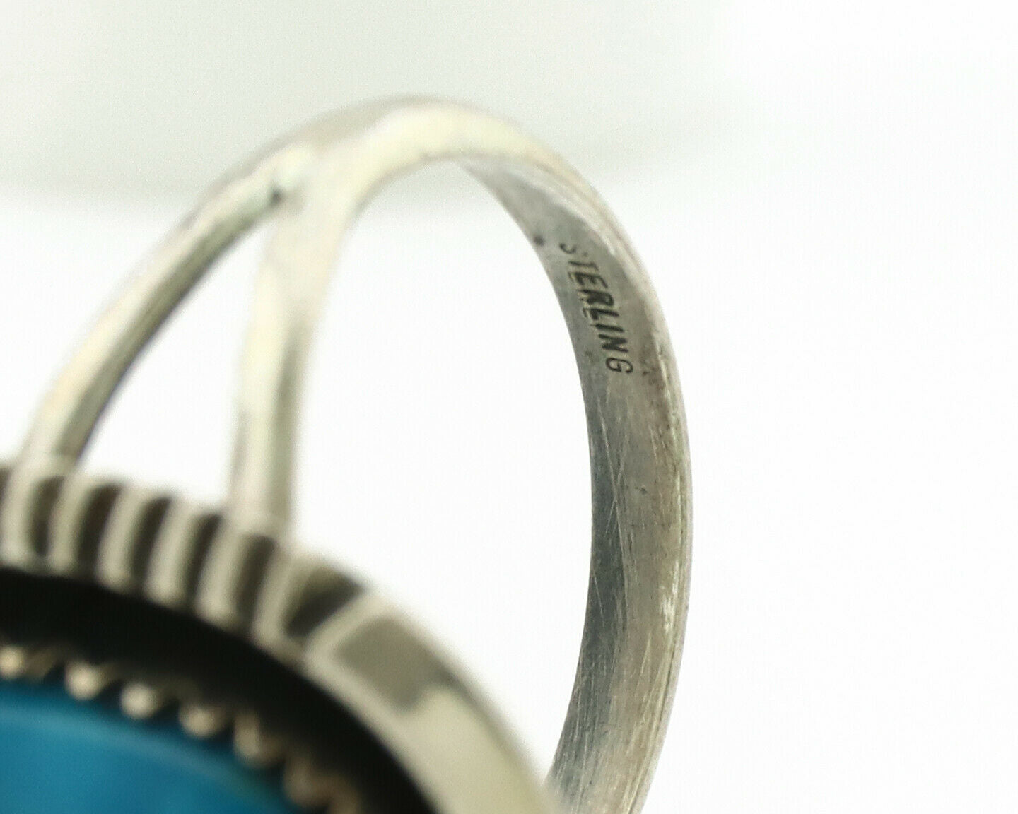 Navajo Ring .925 Silver Blue Turquoise Native American Artist C.1980's