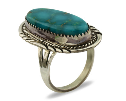 Navajo Ring .925 Silver Blue Turquoise Artist Signed M Begay C.1980's