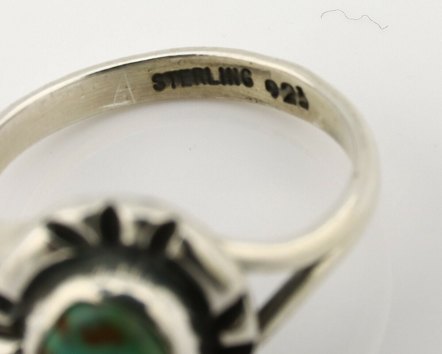 Navajo Ring .925 Silver Kingman Turquoise Artist Signed Gecko C.90's