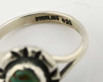 Navajo Ring .925 Silver Kingman Turquoise Artist Signed Gecko C.90's