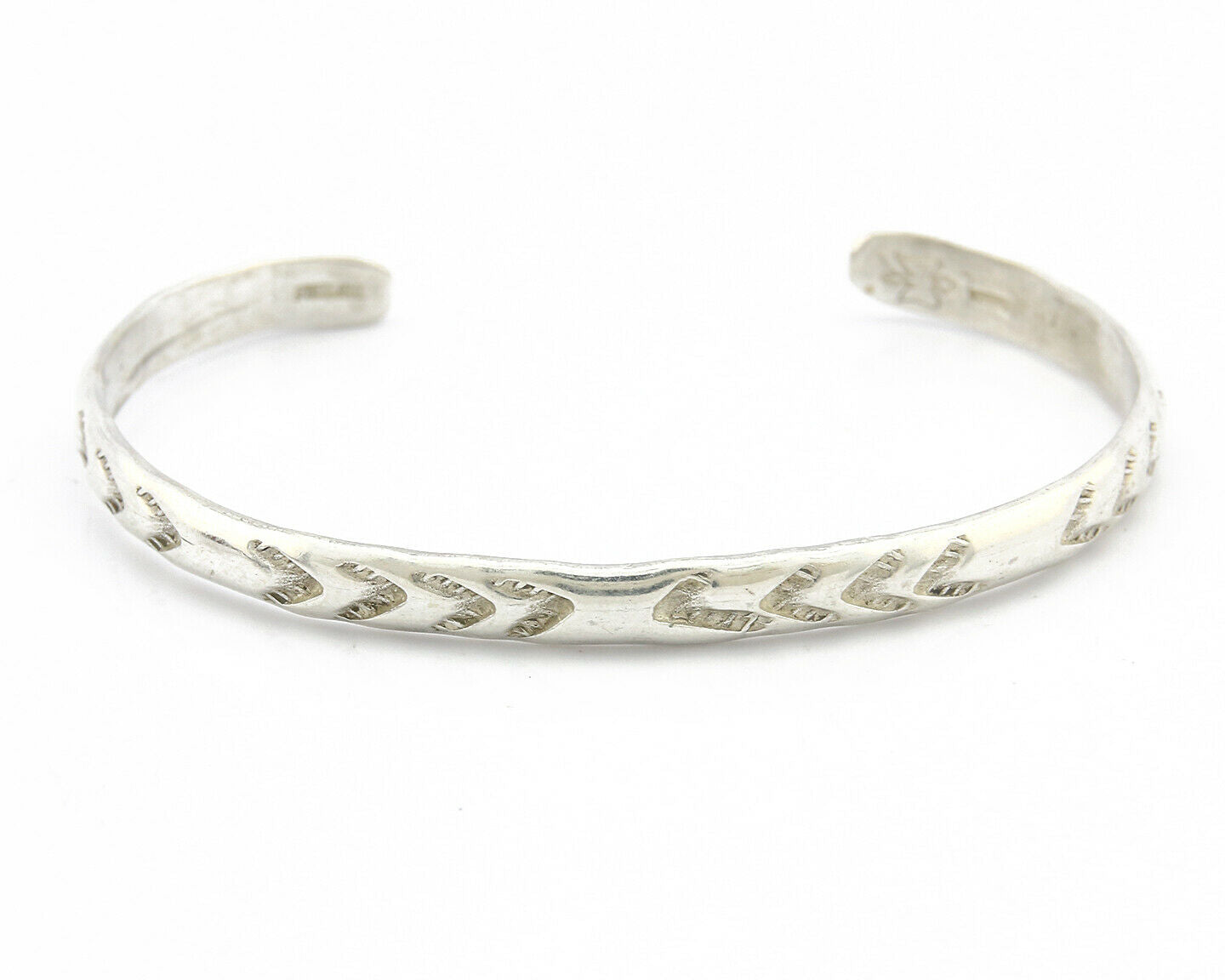 Navajo Bracelet .925 Silver Hand Stamped Arrow Head Artist I Montoya C.80's