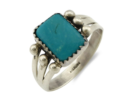 Navajo Ring .925 Silver Morenci Turquoise Native American Artist C80s