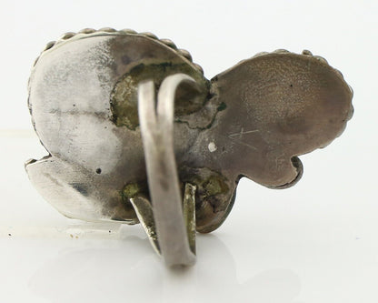 Navajo Handmade Ring 925 Silver Turquiose & Coral Native American Artist C.80's