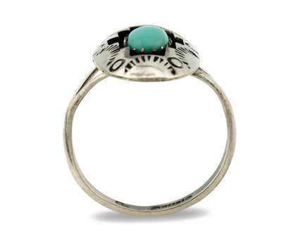 Navajo Ring .925 Silver Sleeping Beauty Turquoise Artist Signed P C80s