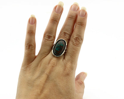 Navajo Ring .925 Silver Spiderweb Turquoise Native American Artist C.1980's