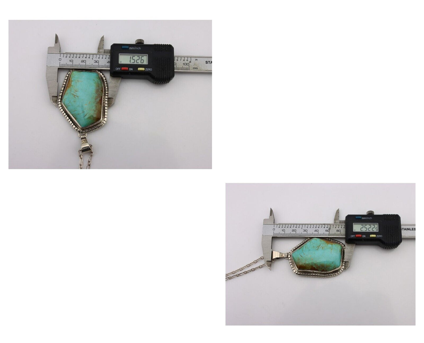 Navajo Necklace 925 Silver Natural Whole Slab Turquoise Signed Pictograph C.80's