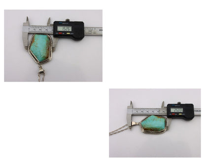 Navajo Necklace 925 Silver Natural Whole Slab Turquoise Signed Pictograph C.80's