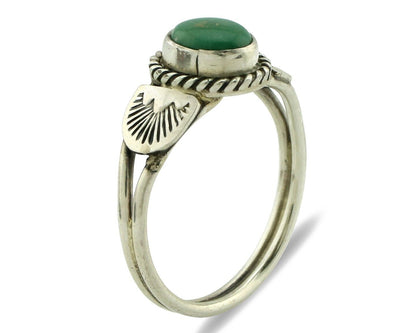 Navajo Ring 925 Silver Natural Green Turquoise Native Artist C.80's