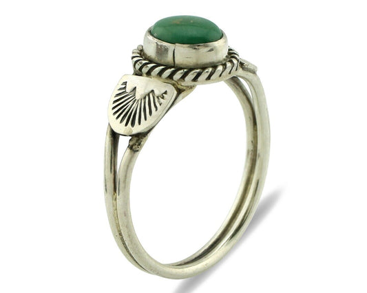 Navajo Ring 925 Silver Natural Green Turquoise Native Artist C.80's