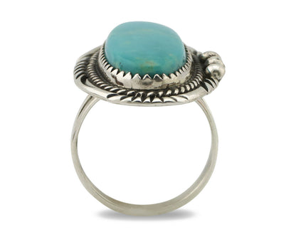 Navajo Ring .925 Silver Kingman Turquoise Native American Artist C.80's