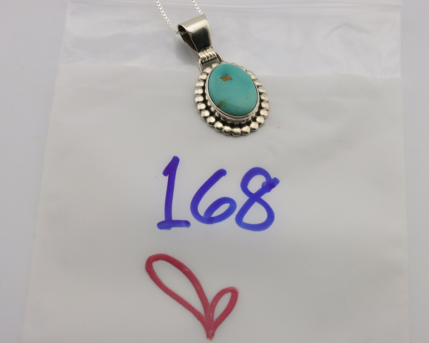 Navajo Necklace .925 Silver Kingman Turquoise Native American Signed C.1980's