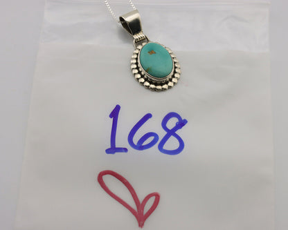 Navajo Necklace .925 Silver Kingman Turquoise Native American Signed C.1980's