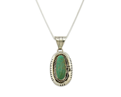 Navajo Necklace .925 Silver Green Turquoise Signed AE C.1980's