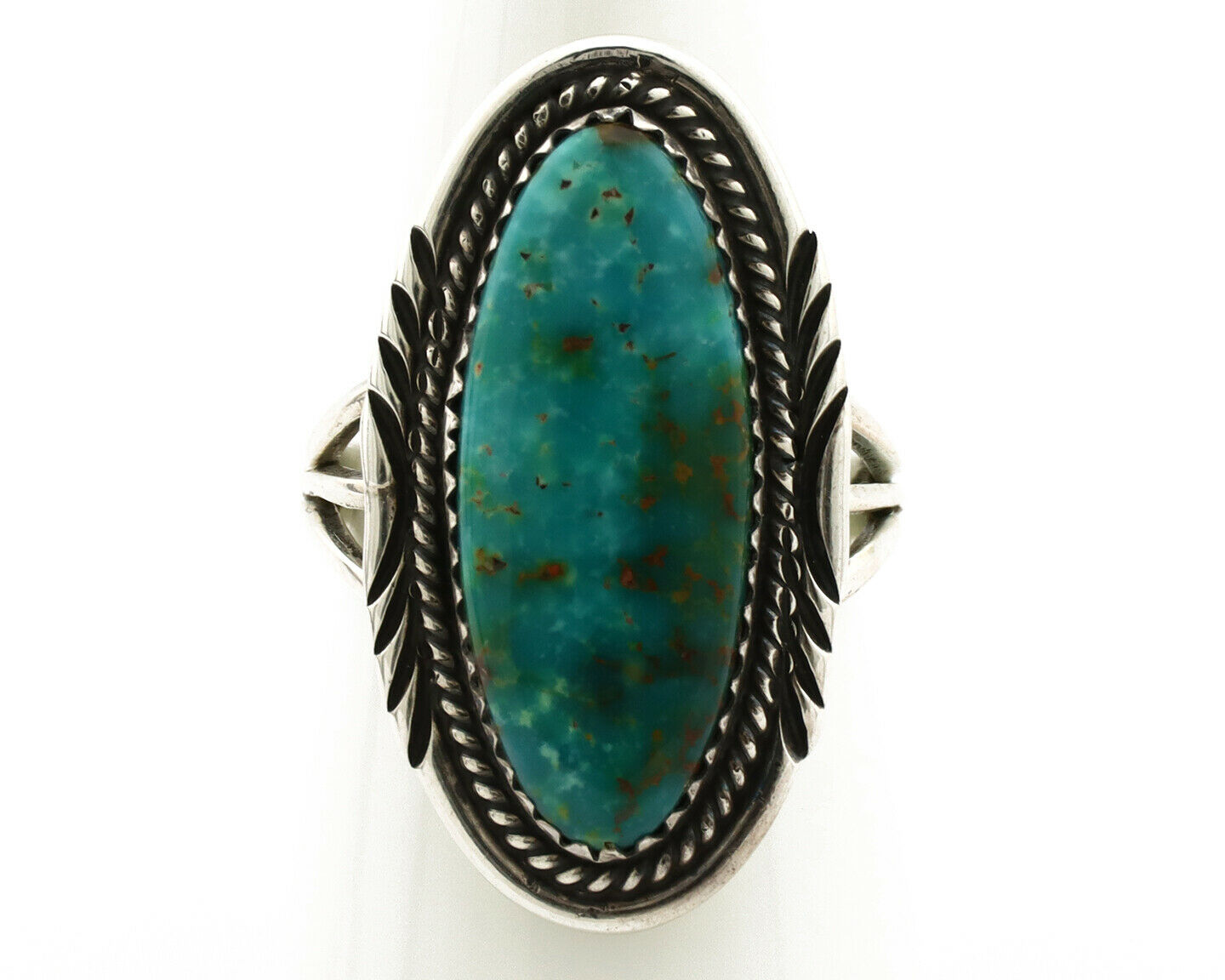 Navajo Ring .925 Silver Blue Gem Turquoise Artist Signed USA C.80's