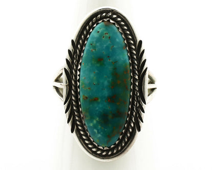 Navajo Ring .925 Silver Blue Gem Turquoise Artist Signed USA C.80's