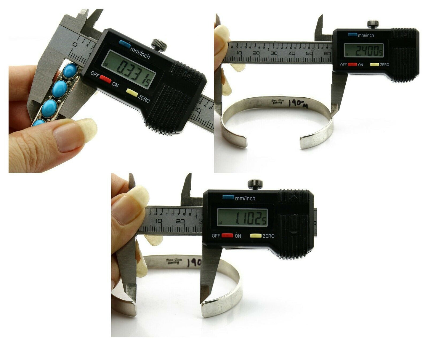 Navajo Bracelet .925 SOLID Silver Turquoise Signed Artist Bea Tom C.80's