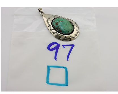 Navajo Pendant 925 Silver Natural Mined Turquoise Artist Signed C Montoya C.80's