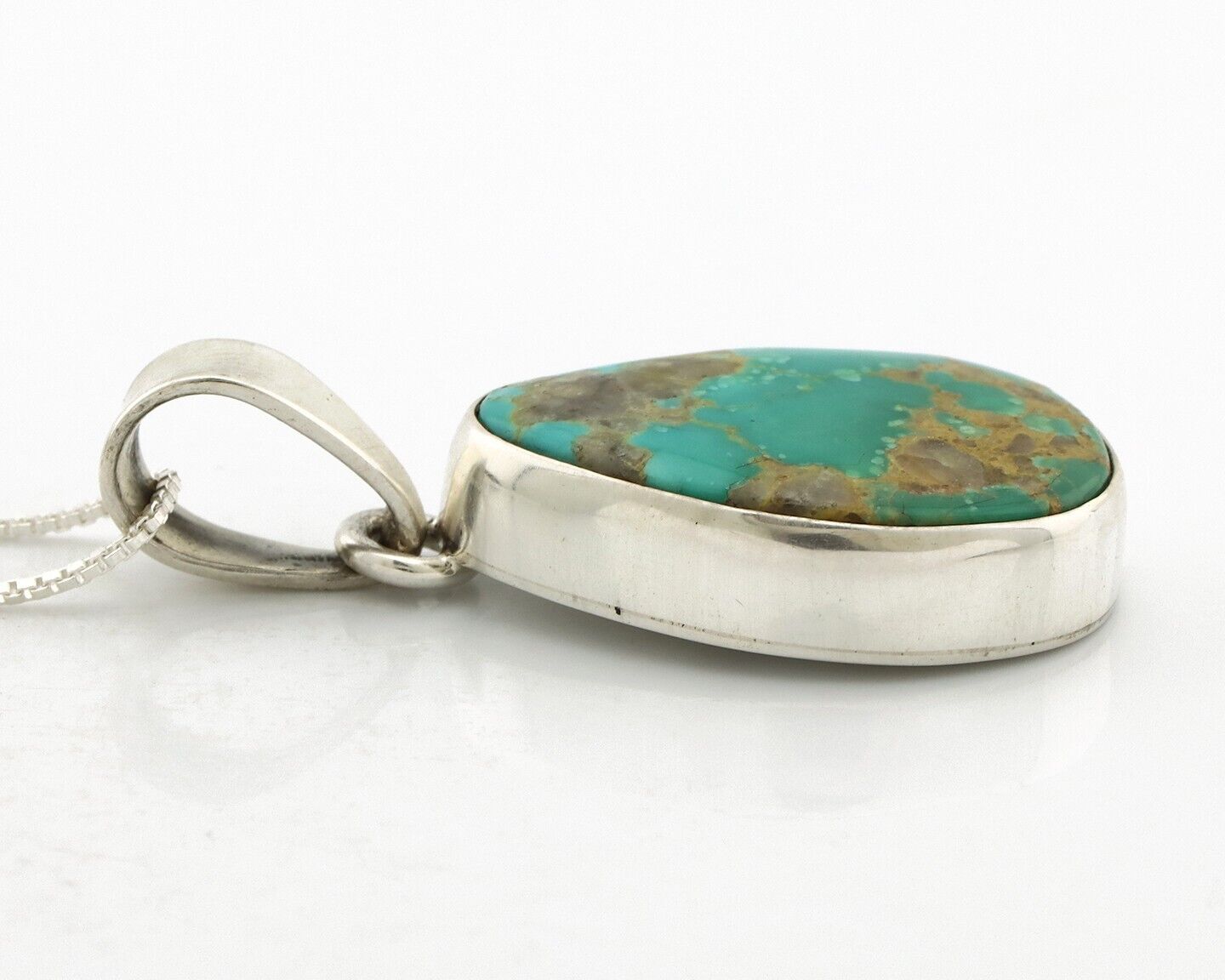Navajo Handmade Necklace 925 Silver Arizona Turquoise Signed Gecko C.80's