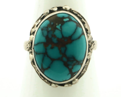 Navajo Ring 925 Silver Spiderweb Turquoise Artist Signed Cody C.80's