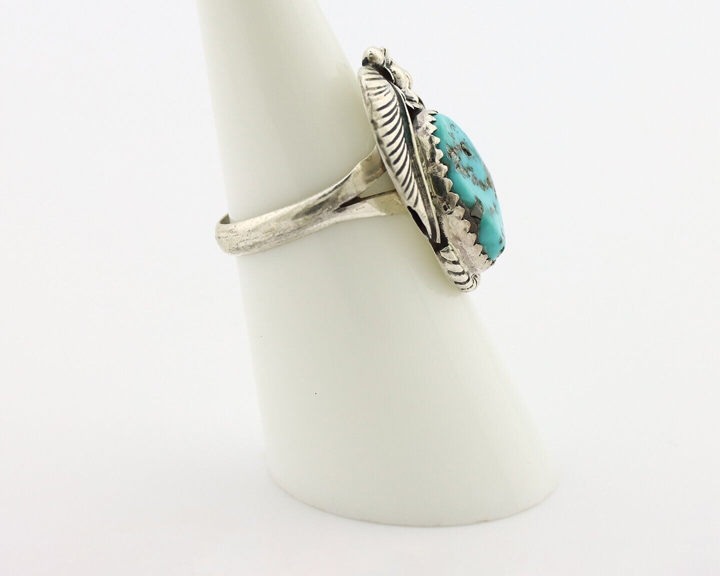 Navajo Ring 925 Silver Natural Blue Turquoise Native American Artist C.80's