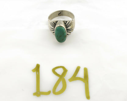 Navajo Ring .925 Silver Kingman Turquoise Artist Signed Apache C.80's