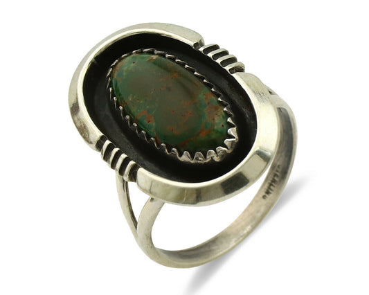 Navajo Ring .925 Silver Manassas Turquoise Native American Artist C.1980's