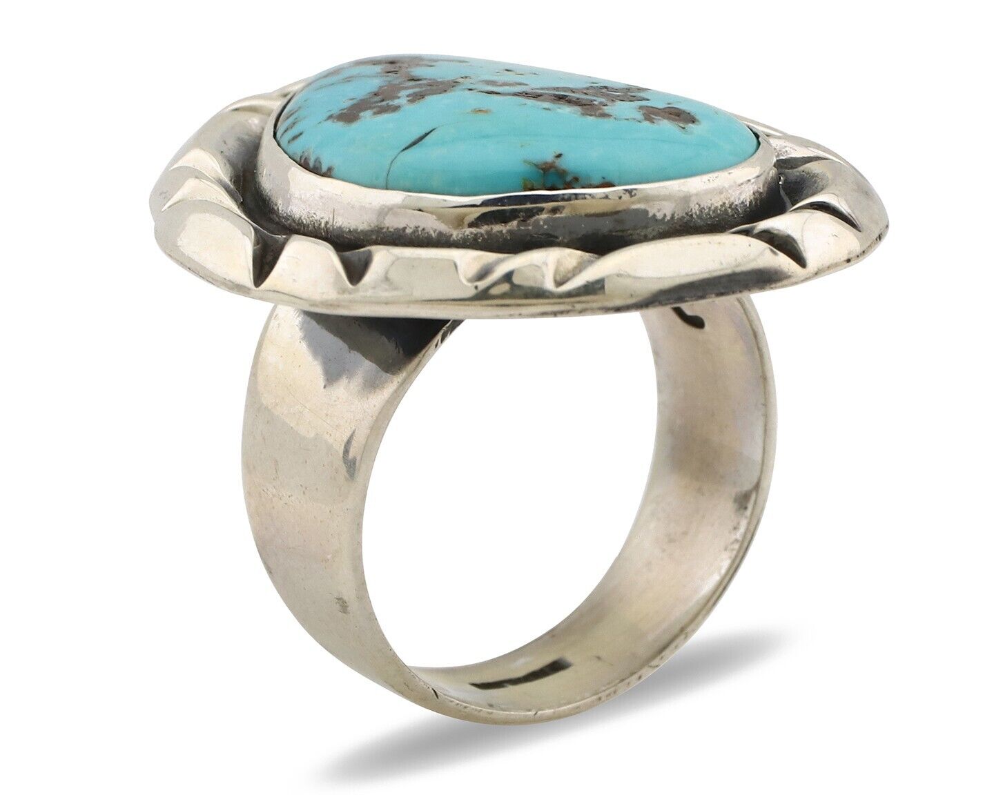 Navajo Ring 925 Silver Natural Blue Turquoise Native Artist Signed C Montoya C80