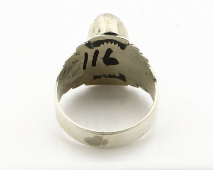 Navajo Ring .925 Silver Kingman Turquoise Artist Signed Apache C.80's