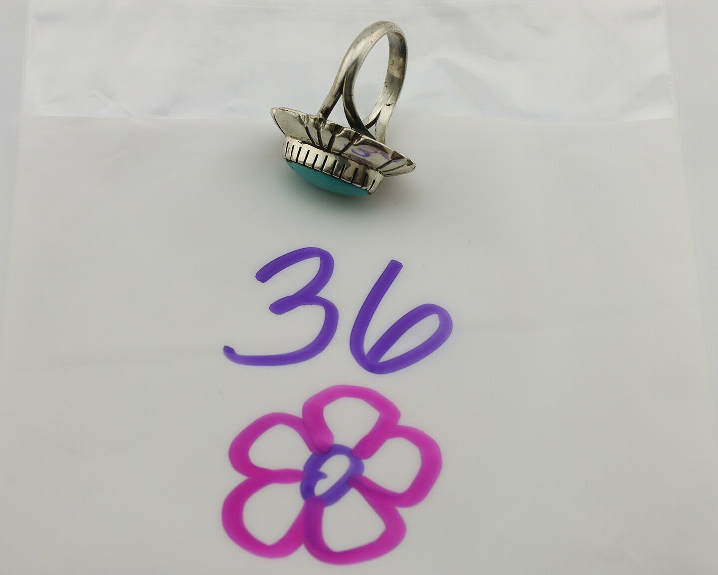 Navajo Ring .925 Silver Natural Mined Turquoise Artist Signed M Montoya C.80's