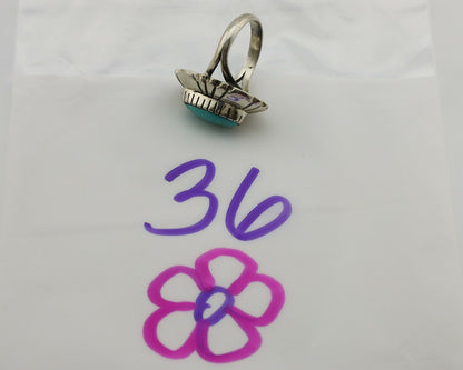 Navajo Ring .925 Silver Natural Mined Turquoise Artist Signed M Montoya C.80's